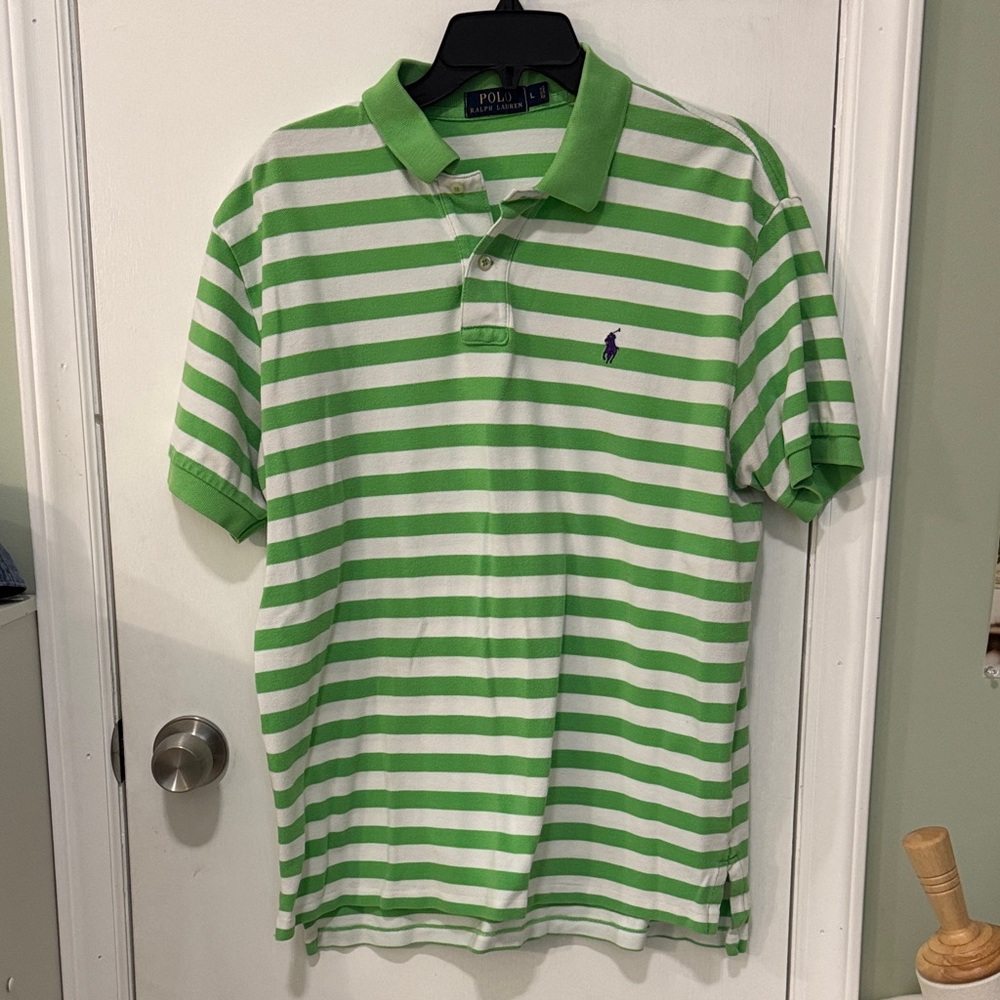 Polo by Ralph Lauren Green and White Striped Shirt